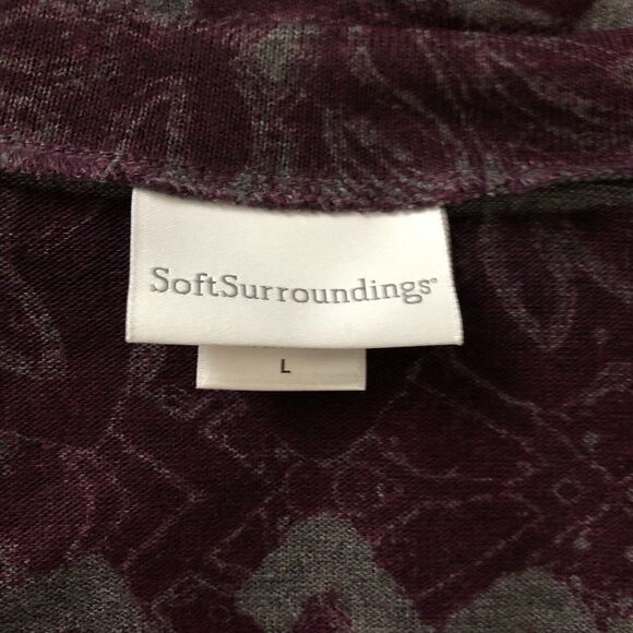 Soft Surroundings Women's Tunic Knit Top Size L Floral Purple Lagenlook Stretch - Picture 3 of 9